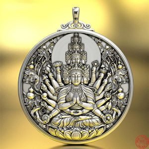 999 Silver Pendant Avalokitesvara face view