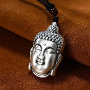 999 Silver Pendant Buddha Shakyamuni matte profile