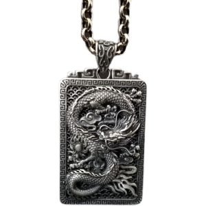999 Silver Pendant carved dragon demo