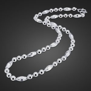 999 Silver Chain irregular beads face view